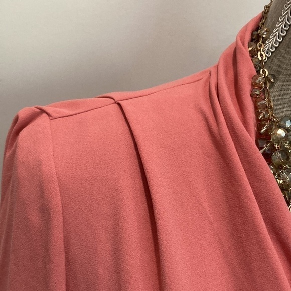 Aritzia Wilfred Wrap Dress Belted Mini Franca Coral Pink Long Sleeve - Picture 9 of 10